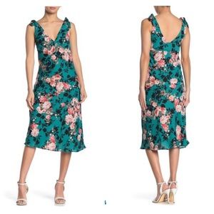 EMORY PARK Shoulder Tie Printed Midi Dress